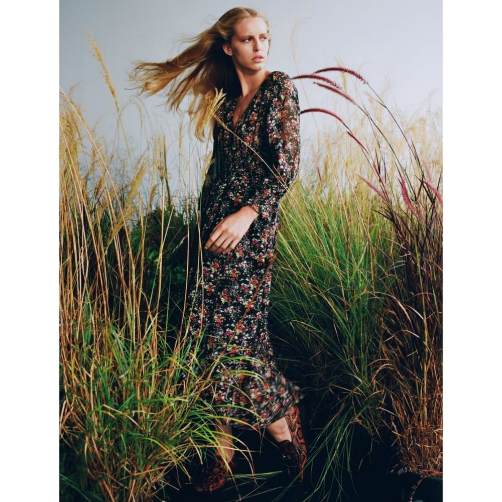 ZARA| LONG PRINT DRESS